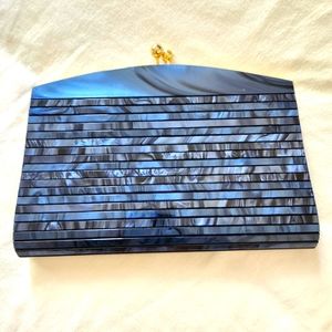 Blue Marbled Acrylic Clutch Purse